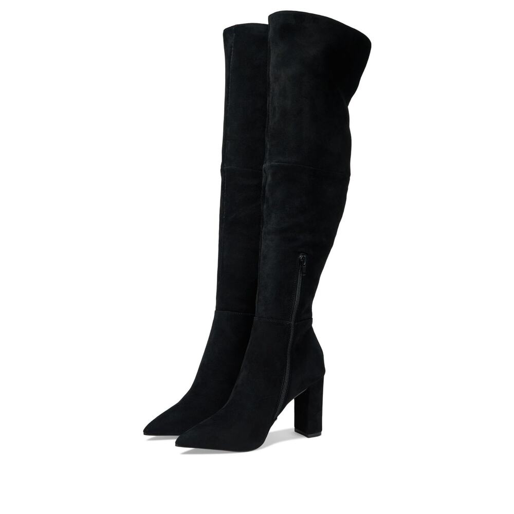 Steve Madden Blyss Thigh High Boot, Black Faux Suede Over The Knee Women’s 9M